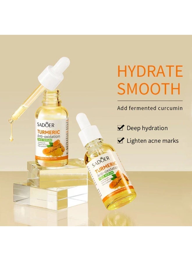 SADOER Turmeric Anti Oxidant Face Serum Deep Intensive Hydrating Prevent Acne Moisturizing Smoothening Firming and Brightening Care Serum Turmeric Repair Serum Turmeric Dark Spot Corrector Serum 30ml - Image 4